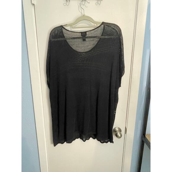 Chico's Blouse XL Black Open Knit Layering Beachy Boho Whimsygoth Swim Cover - Picture 4 of 6